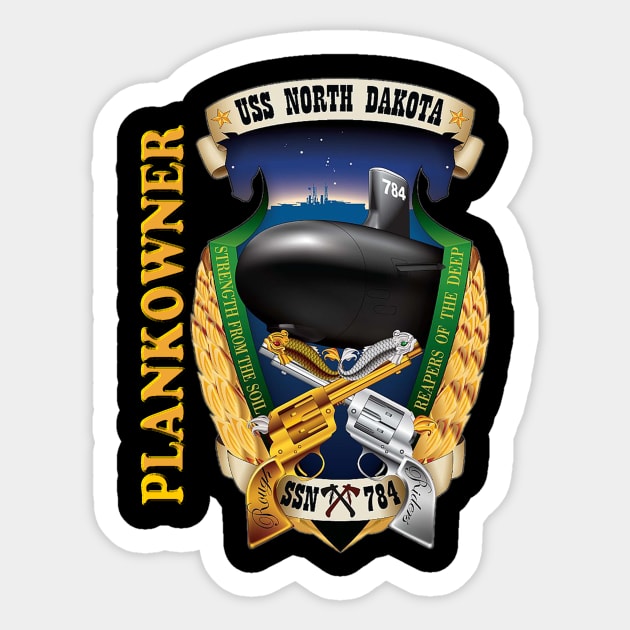 USS North Dakota Plankowner Crest for Dark Colors Sticker by Spacestuffplus